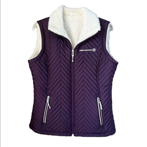 Free Country Purple Sherpa Quilted Lined Vest Size Small - Picture 1 of 8